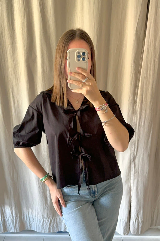 Blouse à noeuds noire