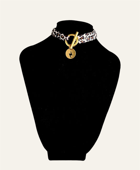 Collier CONSTANCE Léopard (breloque au choix)